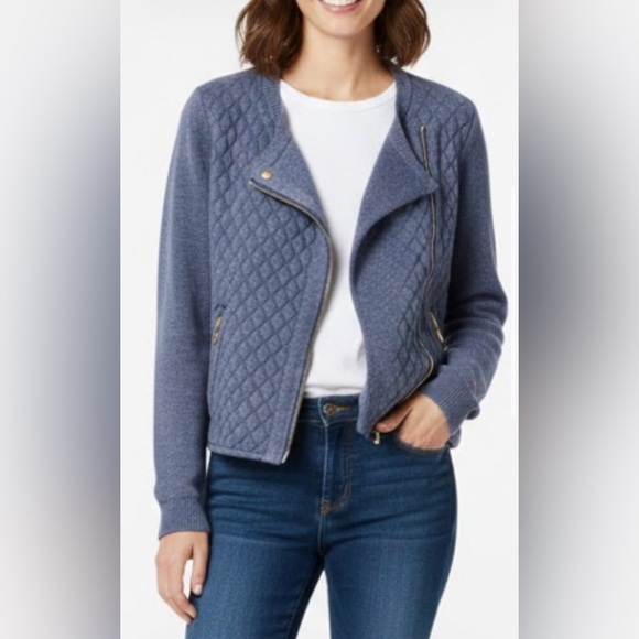 Tommy Hilfiger Jackets & Blazers - Tommy Hilfiger vintage Blue Quilted Longsleeve sweater Sz Medium